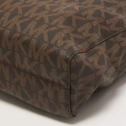 مملوكة مسبقًا MICHAEL Michael Kors Brown Signature Coated Canvas and Leather Jet Set Tote