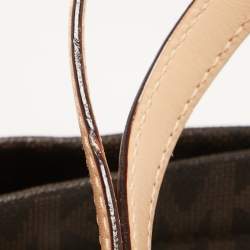 مملوكة مسبقًا MICHAEL Michael Kors Brown Signature Coated Canvas and Leather Jet Set Tote