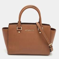 Pre Owned MICHAEL Michael Kors Brown Leather Medium Selma Satchel