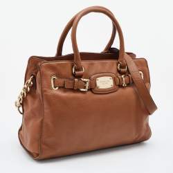 Pre Owned حقيبة يد توتس مايكل مايكل كورس هاميليتون جلد سافيانو بني