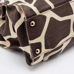 Pre Owned MICHAEL Michael Kors Brown Printed Canvas and Leather East West Hamilton Tote