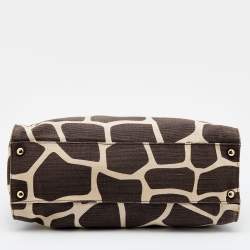 Pre Owned MICHAEL Michael Kors Brown Printed Canvas and Leather East West Hamilton Tote