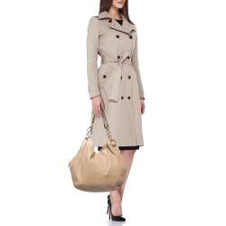 Pre Owned MICHAEL Michael Kors Beige Leather Fulton Shoulder Bag