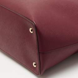 مملوكة مسبقًا MICHAEL Michael Kors Burgundy Saffiano Leather East West Chain Tote