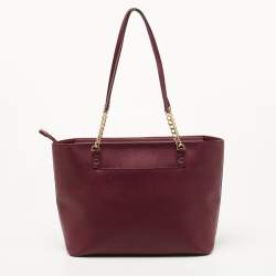 مملوكة مسبقًا MICHAEL Michael Kors Burgundy Saffiano Leather East West Chain Tote
