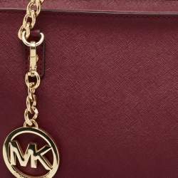 مملوكة مسبقًا MICHAEL Michael Kors Burgundy Saffiano Leather East West Chain Tote