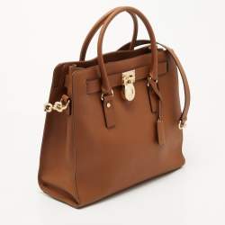 Pre Owned MICHAEL Michael Kors Brown Saffiano Leather Hamilton North South Tote