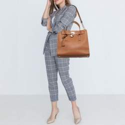 Pre Owned MICHAEL Michael Kors Brown Saffiano Leather Hamilton North South Tote