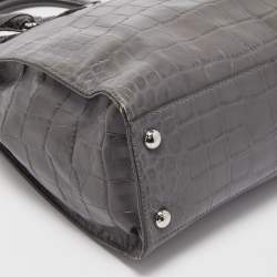 مملوكة مسبقًا MICHAEL Michael Kors Grey Croc Embossed Leather Large Hamilton North South Tote