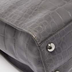 مملوكة مسبقًا MICHAEL Michael Kors Grey Croc Embossed Leather Large Hamilton North South Tote