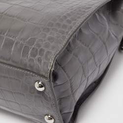 مملوكة مسبقًا MICHAEL Michael Kors Grey Croc Embossed Leather Large Hamilton North South Tote