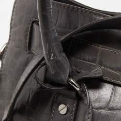 مملوكة مسبقًا MICHAEL Michael Kors Grey Croc Embossed Leather Large Hamilton North South Tote
