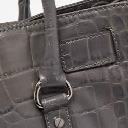 مملوكة مسبقًا MICHAEL Michael Kors Grey Croc Embossed Leather Large Hamilton North South Tote
