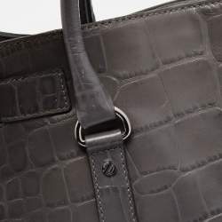 مملوكة مسبقًا MICHAEL Michael Kors Grey Croc Embossed Leather Large Hamilton North South Tote