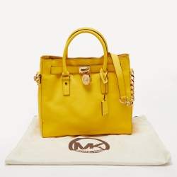 مملوكة مسبقًا MICHAEL Michael Kors Yellow Saffiano Leather Hamilton North South Tote