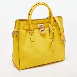 مملوكة مسبقًا MICHAEL Michael Kors Yellow Saffiano Leather Hamilton North South Tote