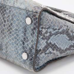 Pre Owned MICHAEL Michael Kors Blue Python Embossed Leather Large Embellished Selma Satchel