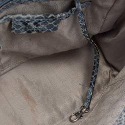 Pre Owned MICHAEL Michael Kors Blue Python Embossed Leather Large Embellished Selma Satchel