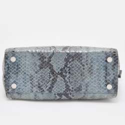 Pre Owned MICHAEL Michael Kors Blue Python Embossed Leather Large Embellished Selma Satchel
