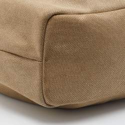 Pre Owned MICHAEL Michael Kors Metallic Gold/Brown Canvas and Leather Marina Drawstring Tote