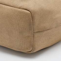 Pre Owned MICHAEL Michael Kors Metallic Gold/Brown Canvas and Leather Marina Drawstring Tote