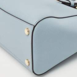 Pre Owned MICHAEL Michael Kors Light Blue Saffiano Lux Leather Ciara Satchel