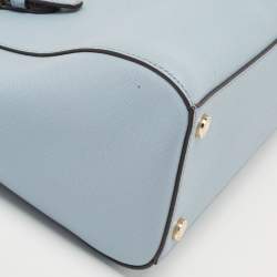 Pre Owned MICHAEL Michael Kors Light Blue Saffiano Lux Leather Ciara Satchel