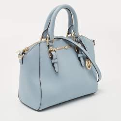Pre Owned MICHAEL Michael Kors Light Blue Saffiano Lux Leather Ciara Satchel