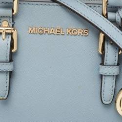 Pre Owned MICHAEL Michael Kors Light Blue Saffiano Lux Leather Ciara Satchel