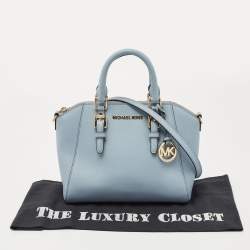 Pre Owned MICHAEL Michael Kors Light Blue Saffiano Lux Leather Ciara Satchel