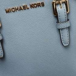 Pre Owned MICHAEL Michael Kors Light Blue Saffiano Lux Leather Ciara Satchel