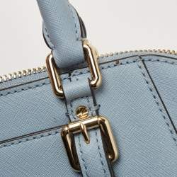 Pre Owned MICHAEL Michael Kors Light Blue Saffiano Lux Leather Ciara Satchel