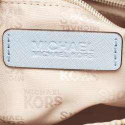 Pre Owned MICHAEL Michael Kors Light Blue Saffiano Lux Leather Ciara Satchel