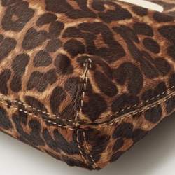 Pre Owned MICHAEL Michael Kors Brown/Black Leopard Print Calf Hair Berkley Clutch