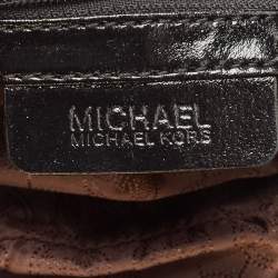 Pre Owned MICHAEL Michael Kors Brown/Black Leopard Print Calf Hair Berkley Clutch