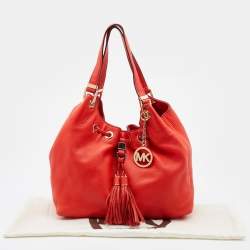 Pre Owned MICHAEL Michael Kors Orange Leather Camden Drawstring Shoulder Bag