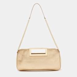 MICHAEL Michael Kors Metallic Gold Leather Berkley Chain Clutch