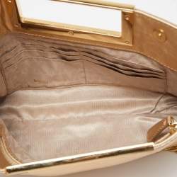 MICHAEL Michael Kors Metallic Gold Leather Berkley Chain Clutch