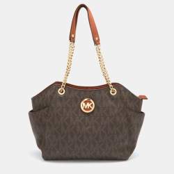 Michael Kors Jet Set Travel Chain Leather Tote in Brick