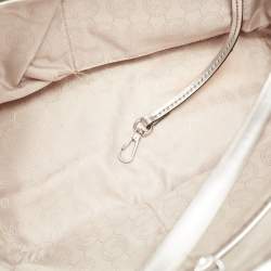 Pre Owned MICHAEL Michael Kors Silver Leather Lasercut Travel Tote