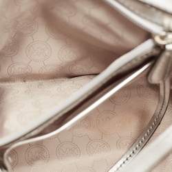 Pre Owned MICHAEL Michael Kors Silver Leather Lasercut Travel Tote