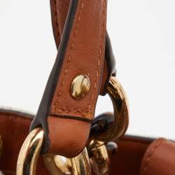 Pre Owned MICHAEL Michael Kors Vanilla/Brown Signature Coated Canvas Medium Cynthia Tote