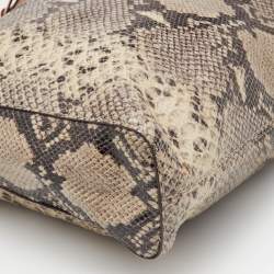 مملوكة مسبقًا MICHAEL Michael Kors Beige Python Embossed Leather North South Tote