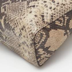 مملوكة مسبقًا MICHAEL Michael Kors Beige Python Embossed Leather North South Tote