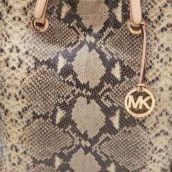 مملوكة مسبقًا MICHAEL Michael Kors Beige Python Embossed Leather North South Tote