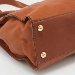 مملوكة مسبقًا حقيبة يد توتس مايكل مايكل كورس هاميلتون نورث ساوث جلد نقشة ثعبان بني فاتح كبيرة