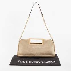 MICHAEL Michael Kors Metallic Gold Leather Berkley Chain Clutch