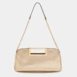 MICHAEL Michael Kors Metallic Gold Leather Berkley Chain Clutch