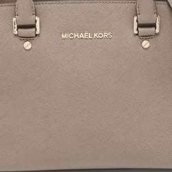 Pre Owned MICHAEL Michael Kors Taupe Saffiano Leather Medium Selma Satchel
