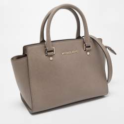 Pre Owned MICHAEL Michael Kors Taupe Saffiano Leather Medium Selma Satchel